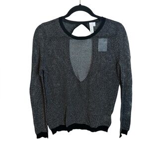 Shae Black and Silver Metallic Lightweight Open Back Sweater